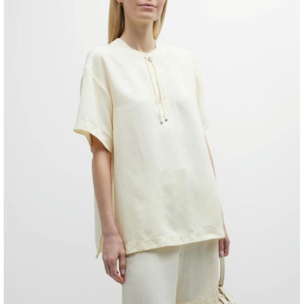 TOTÉME STUDIO FLUID TIE BLOUSE IVORY, SIZE 36